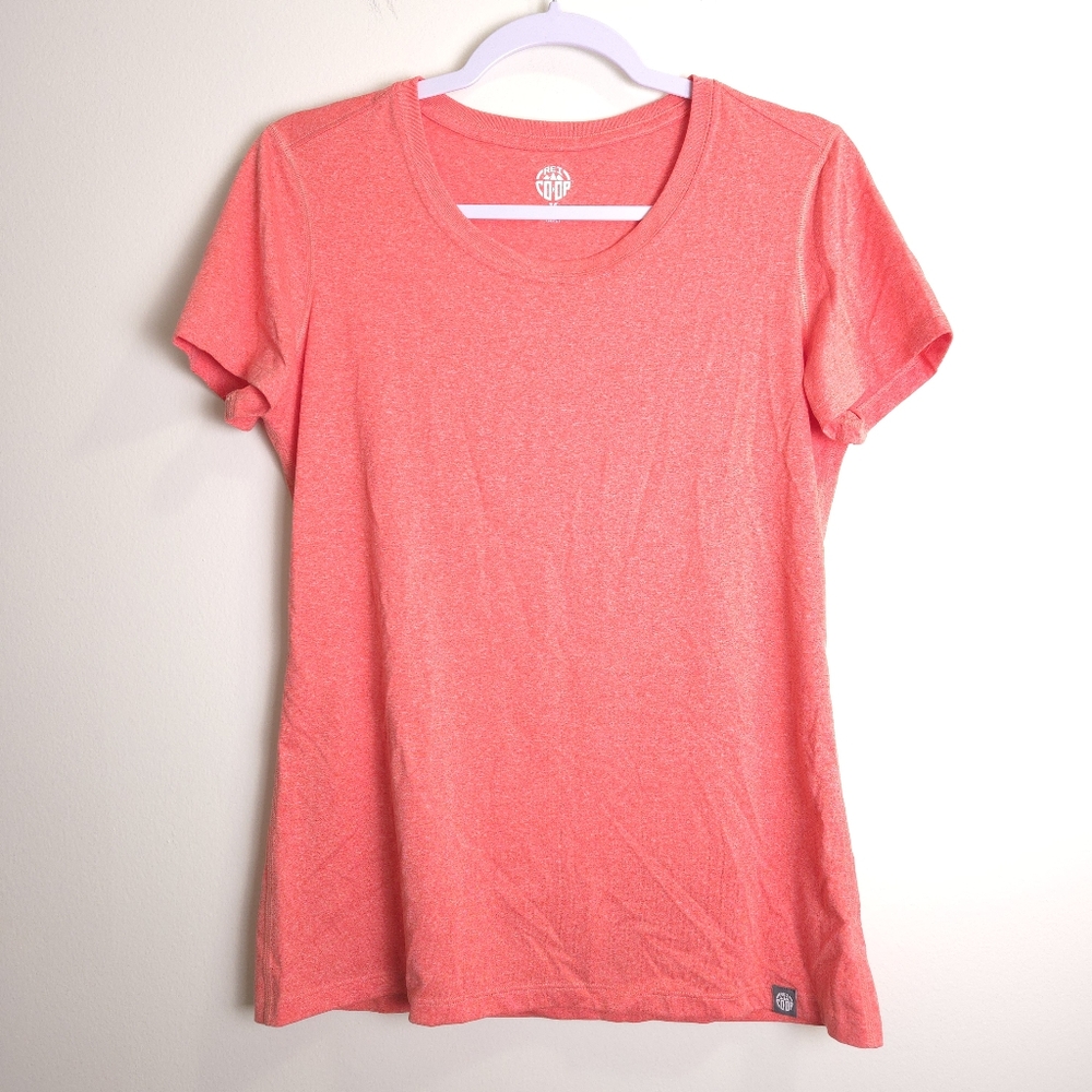 REI CO-OP‎ Women Tech Peach Pink Gym Workout Outdoorsy Polyester Basic Tee M